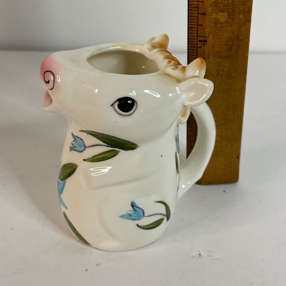 Vintage Japanese Floral Cow Ceramic Creamer Pitcher Cottagecore Grandmacore - Picture 7 of 7